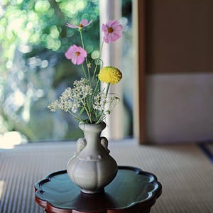 Keramik - Vintage Annam Celadonvas, japansk keramik med elefantöron