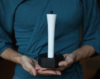 Japanese vintage candle stand made of cast iron Nanbu tekki japan craft black candlestick H1.4×3.5×3.5in
