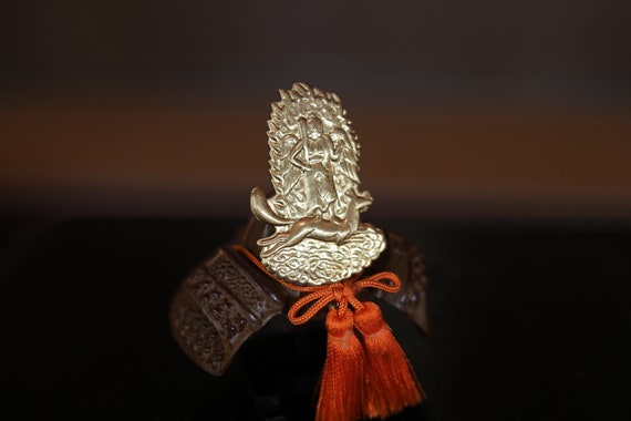 Japanese Small SAMURAI Helmet Cast Iron Miniature Figurine of
