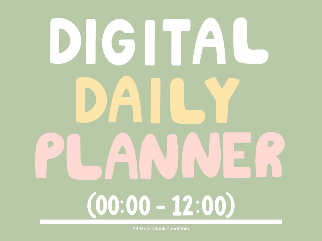 Digital Daily Planner • 24-hour Clock Format (00 00 - 12 00) 2023 - Etsy
