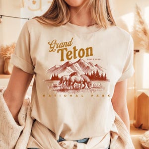 Grand Teton National Park T-Shirt - Unisex Natur T-Shirt, Vintage Berg Shirt, Pferdegrafik T-Shirt, Retro Natur T-Shirt, Nationalpark T-Shirt
