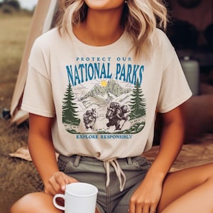 Protect National Parks Unisex Shirt, Wildlife Conservation T-Shirt, Nature Lover Tee, Hiking Adventure Shirt, Cute Forest Animals Shirt