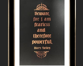 Mary Shelley Quote Foiled Print, Frankenstein Wall Art