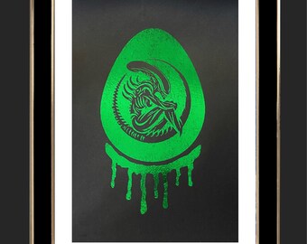 Alien Movie Foiled Print | Fan Wall Art | Horror Sci fi film