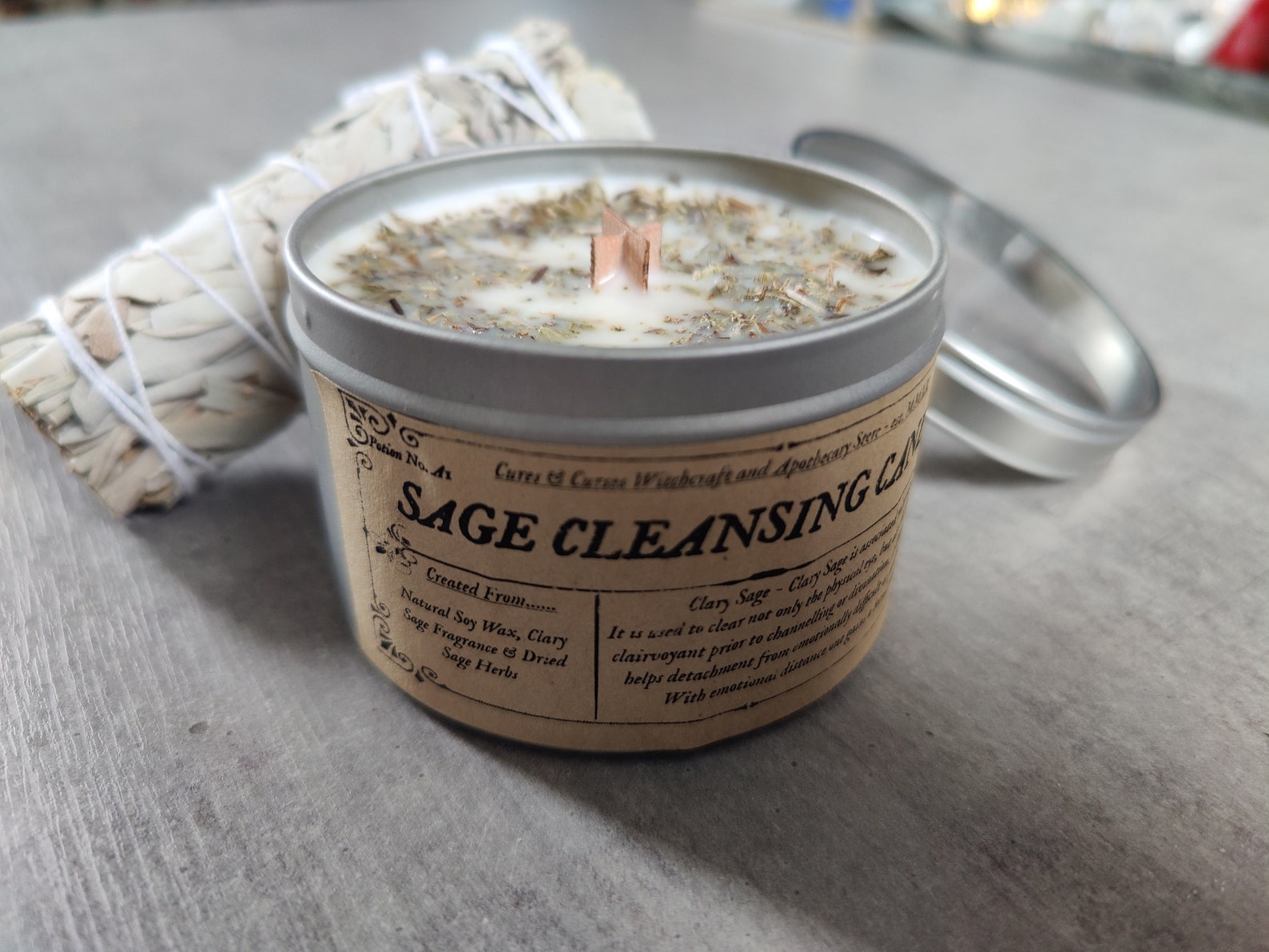Sage Cleansing Candle Cures & Curses Witchcraft Etsy