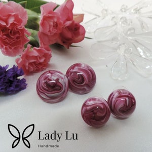 Strawberry Twist Magenta & White Stud Earing Resin Jewellery 3 Sizes Available