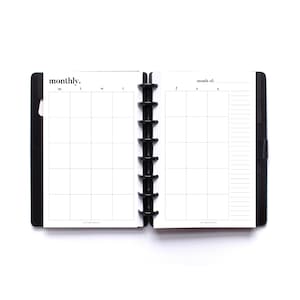 Undated Monthly MONDAY Start Month on Two Pages (back to back) Printed Planner Insert MO2P - Half Letter, HP Mini, HP Classic, A5, Personal