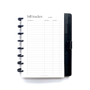 Monthly Bill Tracker Printed Planner Insert - Discbound, Half Letter Junior- HP Mini, HP Classic, A5, Personal
