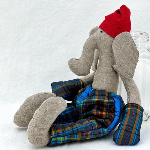 Stuffed Elephant, Baby gift, Home Decor,Handmade outlets toy, Fabric handmade toy, Birthday gift, Toddler gift, Stuffed animal, Linen stuffed animal