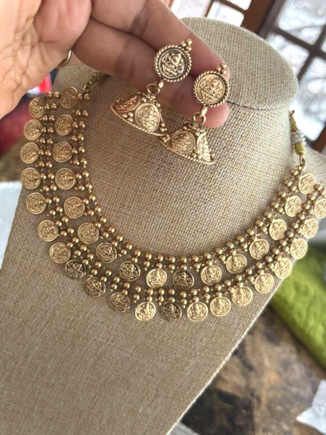 Kasu Malai Coin Necklace Set | Temple Jewelry, Jhumkas - Etsy