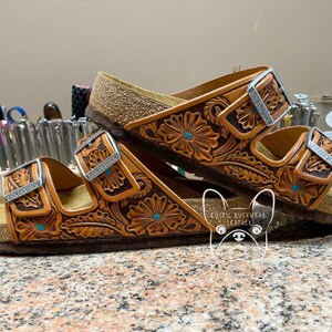 Made To Order - Custom Tooled Leather Birkenstock Inspires Sandals