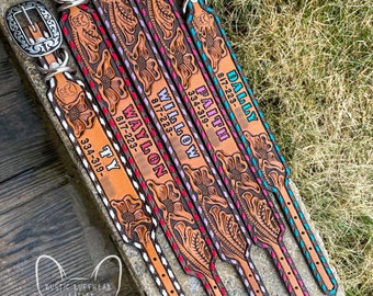 Tooled Leather Dog Collar - Etsy