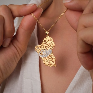 Iran Halskette mit arabischer Kalligraphie Diamanten (18K GOLD / SILBER)