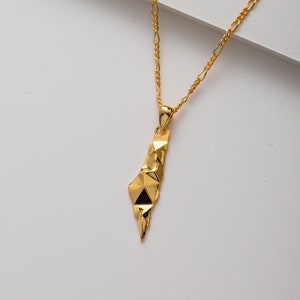 Collier carte de la Palestine en 3D (OR 18 carats / ARGENT)
