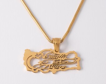 Turkey Map Necklace with Calligraphy (18K GOLD / SILVER)