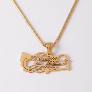 Turkey Map Necklace with Calligraphy (18K GOLD / SILVER)