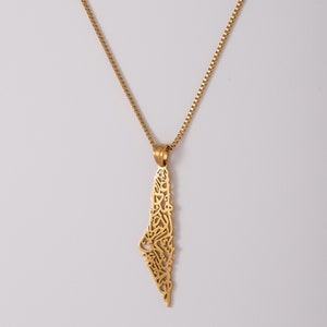 Palestine Map Necklace with Arabic Calligraphy (18K GOLD / SILVER)
