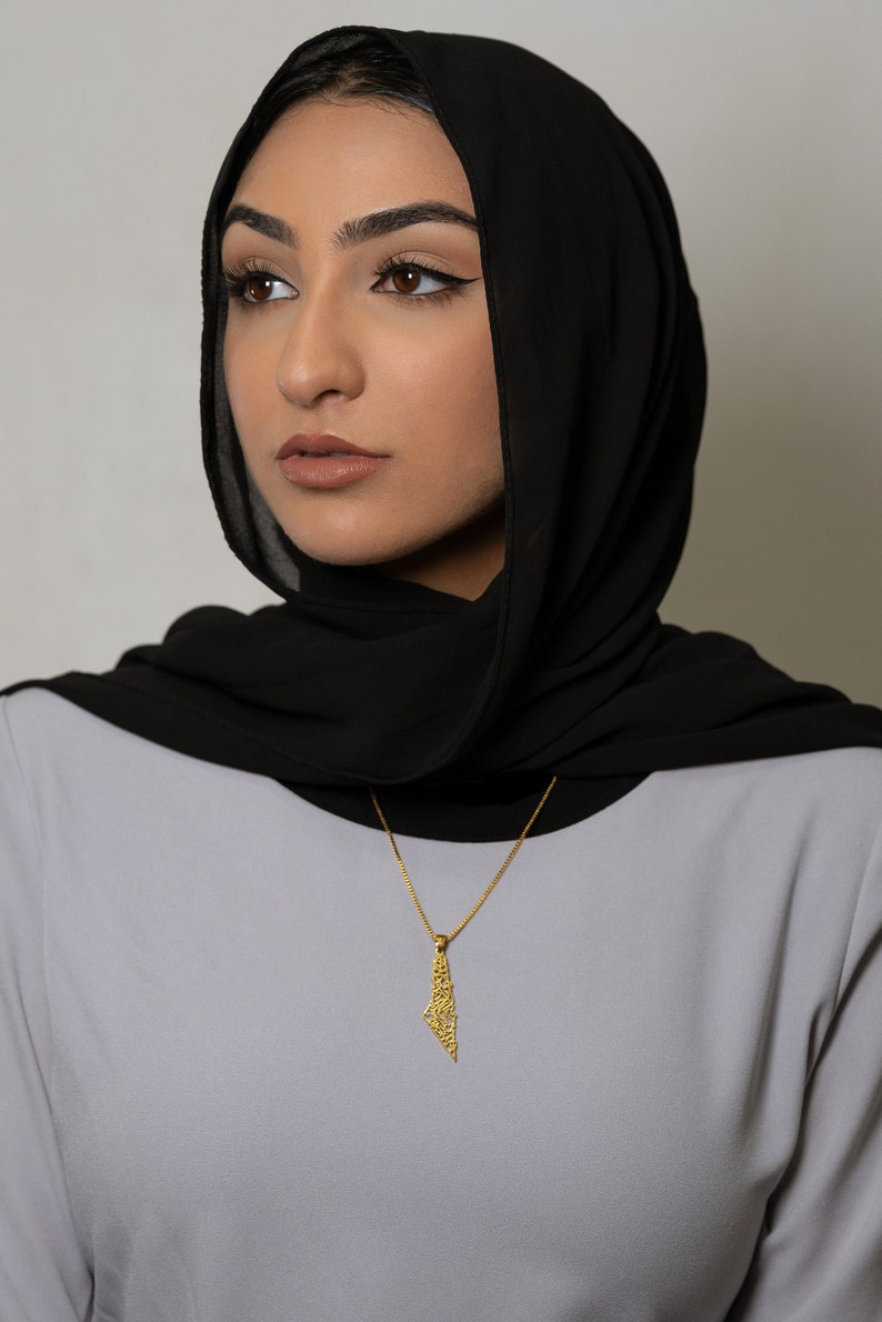 Palestine Map Necklace with Arabic Calligraphy 18K GOLD / SILVER image 5