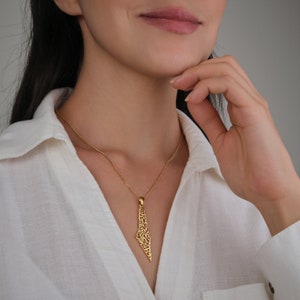 Palestine Map Necklace with Arabic Calligraphy 18K GOLD / SILVER image 7