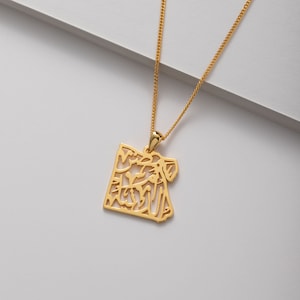 Kaartketting Egypte met Arabische kalligrafie (18K GOUD / ZILVER)