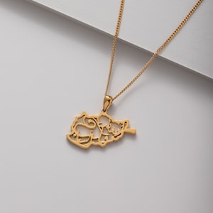 Afghanistan Map Necklace with Arabic Calligraphy (18K GOLD / SILVER)