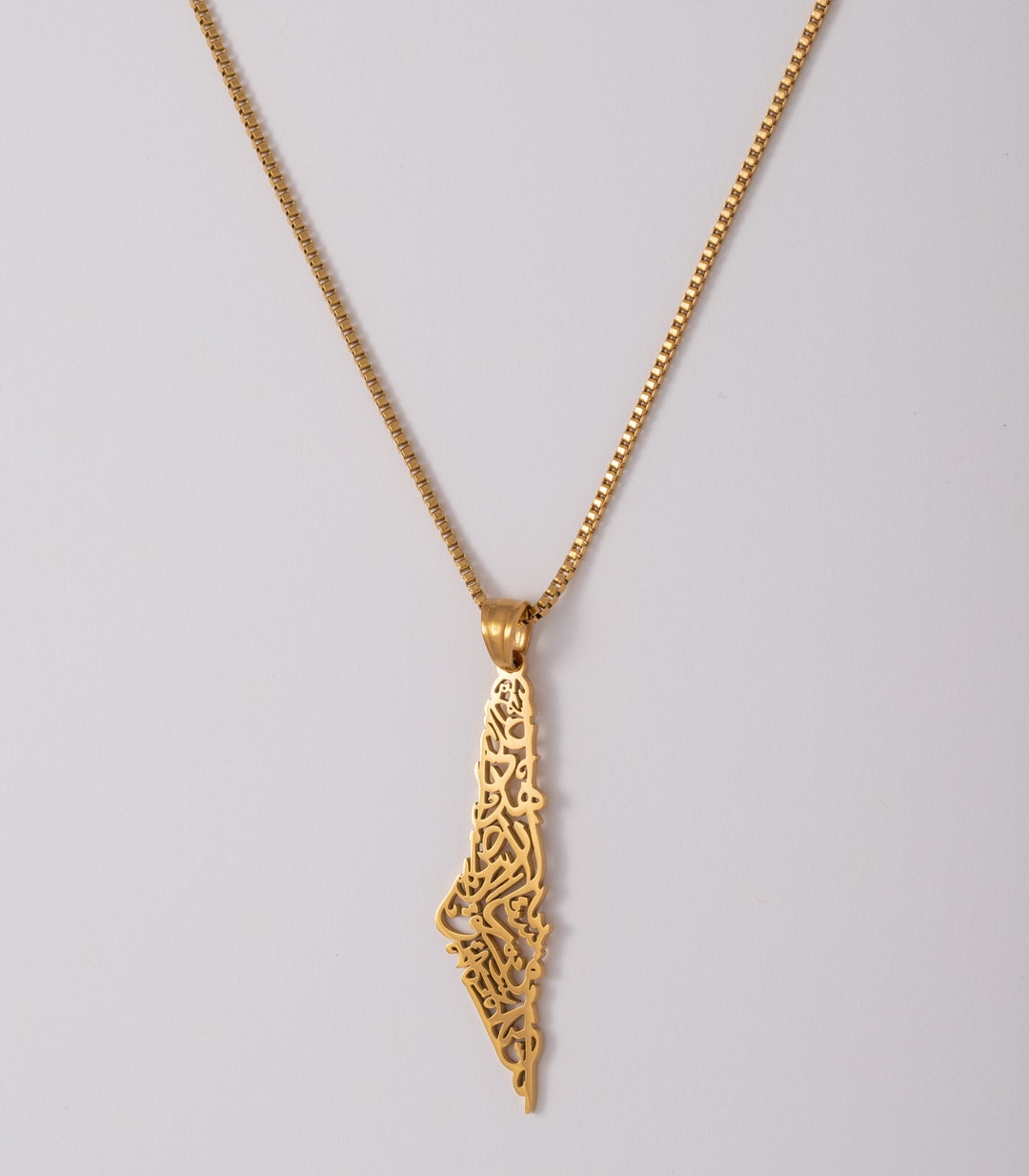 Palestine Map Necklace With Arabic Calligraphy 18K GOLD / SILVER Etsy