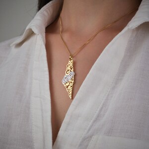 Palestine Map Necklace with Arabic Calligraphy Diamonds 18K GOLD / SILVER image 5