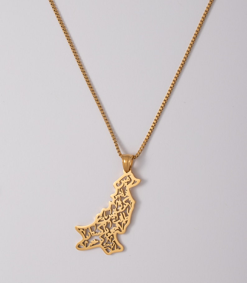 Pakistan Map Necklace With Arabic Calligraphy 18K GOLD / Etsy Canada