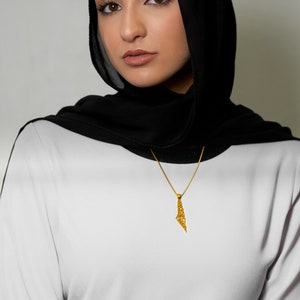 Palestine Map Necklace with Arabic Calligraphy 18K GOLD / SILVER image 6