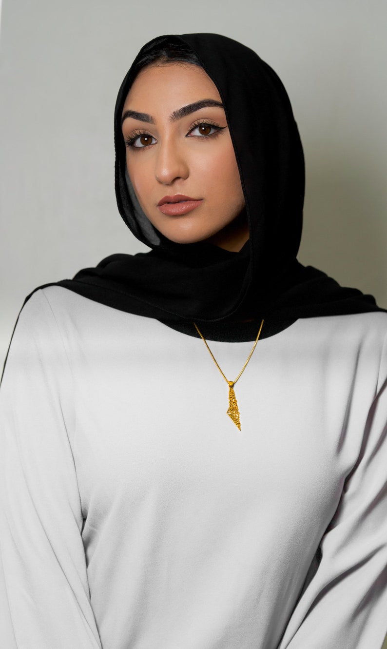 Palestine Map Necklace with Arabic Calligraphy 18K GOLD / SILVER image 6