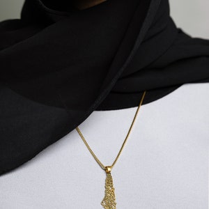 Palestine Map Necklace with Arabic Calligraphy 18K GOLD / SILVER image 3