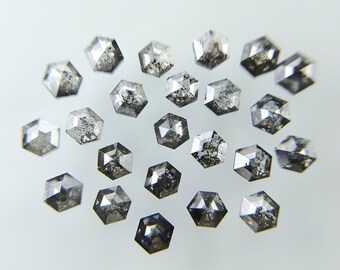 Anello di fidanzamento vintage con diamante taglio esagonale Salt Pepper da 2,58 ct, anello rustico con diamante naturale, taglio a rosa, miglior prezzo.