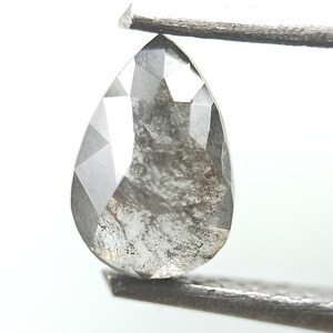 0.56 CT Pear Shape Salt and Pepper Diamond: Rose Cut Solitaire