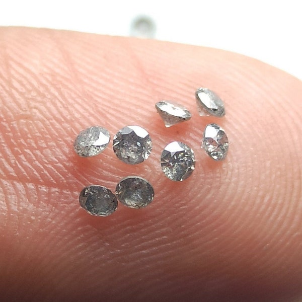 5 Pieces 2.0 mm Natural Loose Salt and pepper Diamonds round Brilliant cut diamond Solitaire Diamond  Brilliant Diamond  Polished diamond