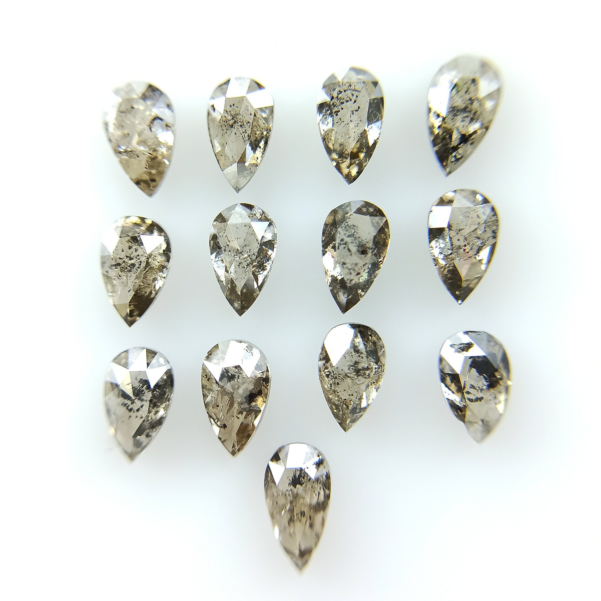 2.61 CT Natural Loose Salt and Pepper Diamonds Pear Shape Rose Etsy