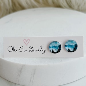 10mm Early Morning Tree earrings, hypoallergenic stainless steel