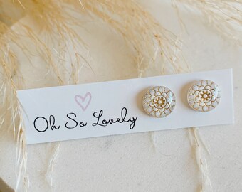 Gold boho studs, 10mm hypoallergenic stainless steel