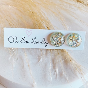 Glitter seafoam dream stud earrings, pretty gift for her