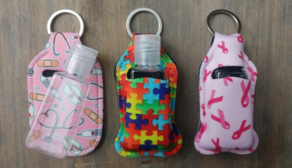 Personalized Hand Sanitizer/Air Pods Keychain - comes with EMPTY bottle - back to school or work, Made in USA