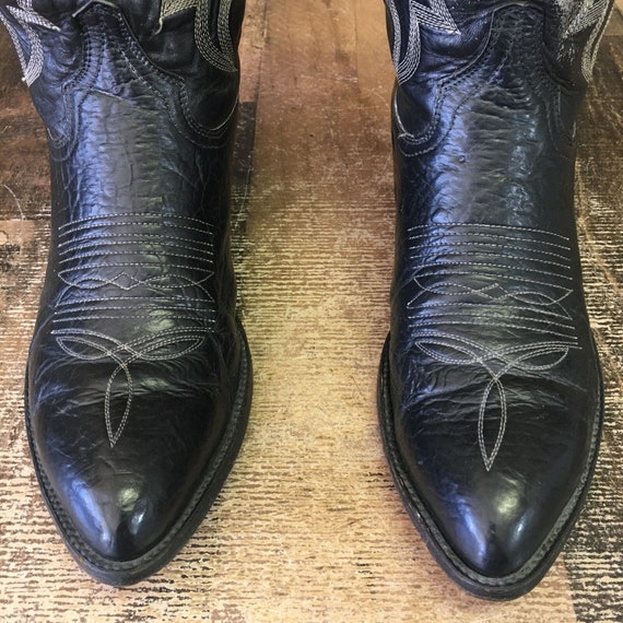 Cowtown Vintage Classic Black Cowboy Boots Mens 9… - image 8