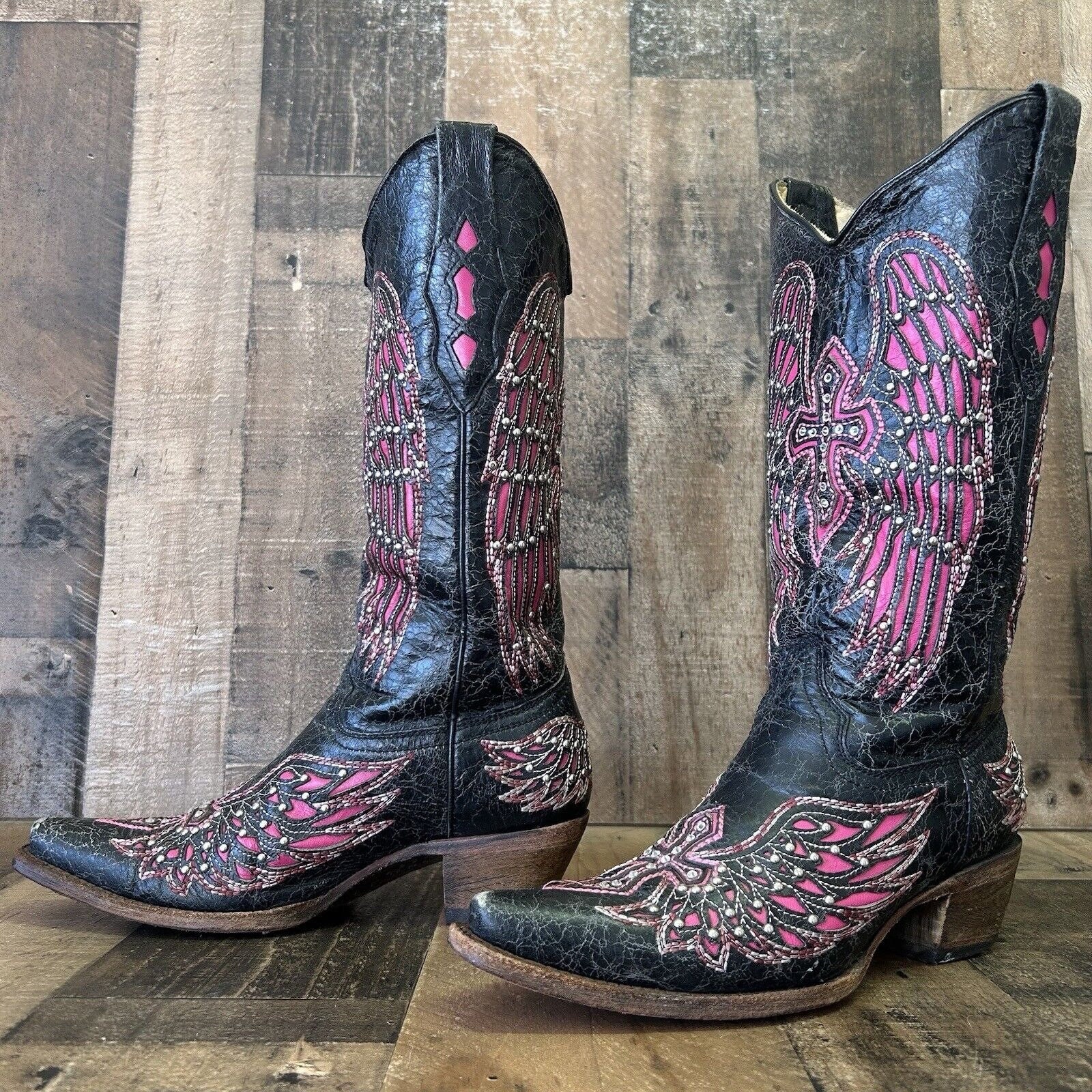 Pink top corral boots
