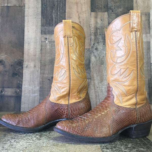 snakeskin cowboy boots square toe