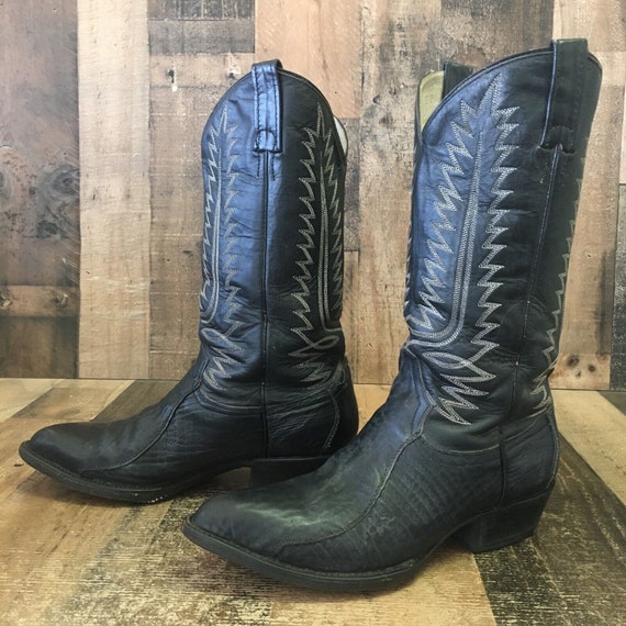 Cowtown Vintage Classic Black Cowboy Boots Mens 8.