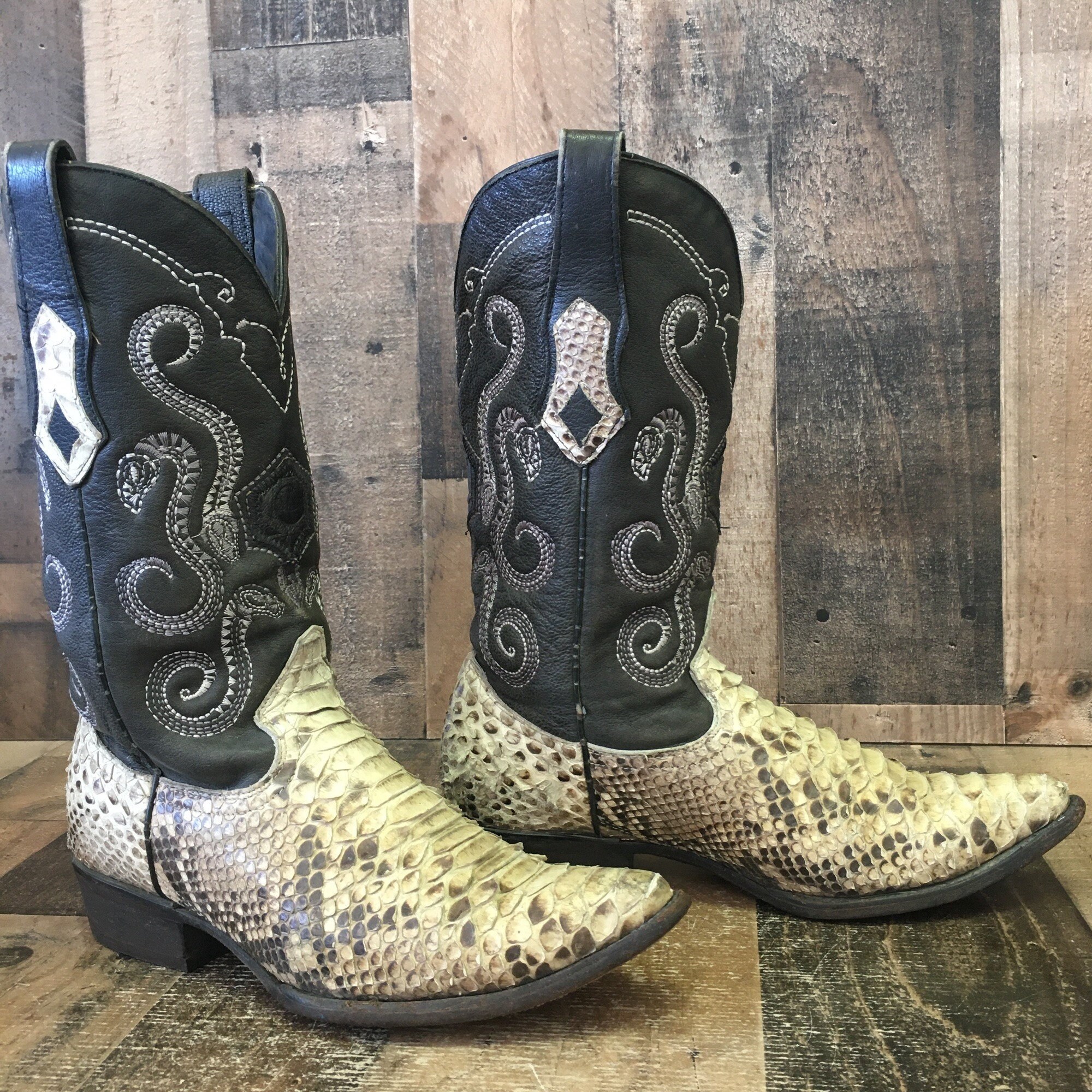 Cuadra Snakeskin Cowboy Botas Hombre 8.5 | Etsy México