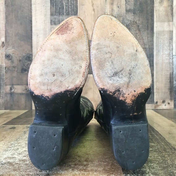 Cowtown Vintage Classic Black Cowboy Boots Mens 9… - image 2