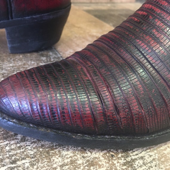 Lucchese L692024 Vtg Black Cherry Teju Lizard Cowboy Boots Mens 8 D