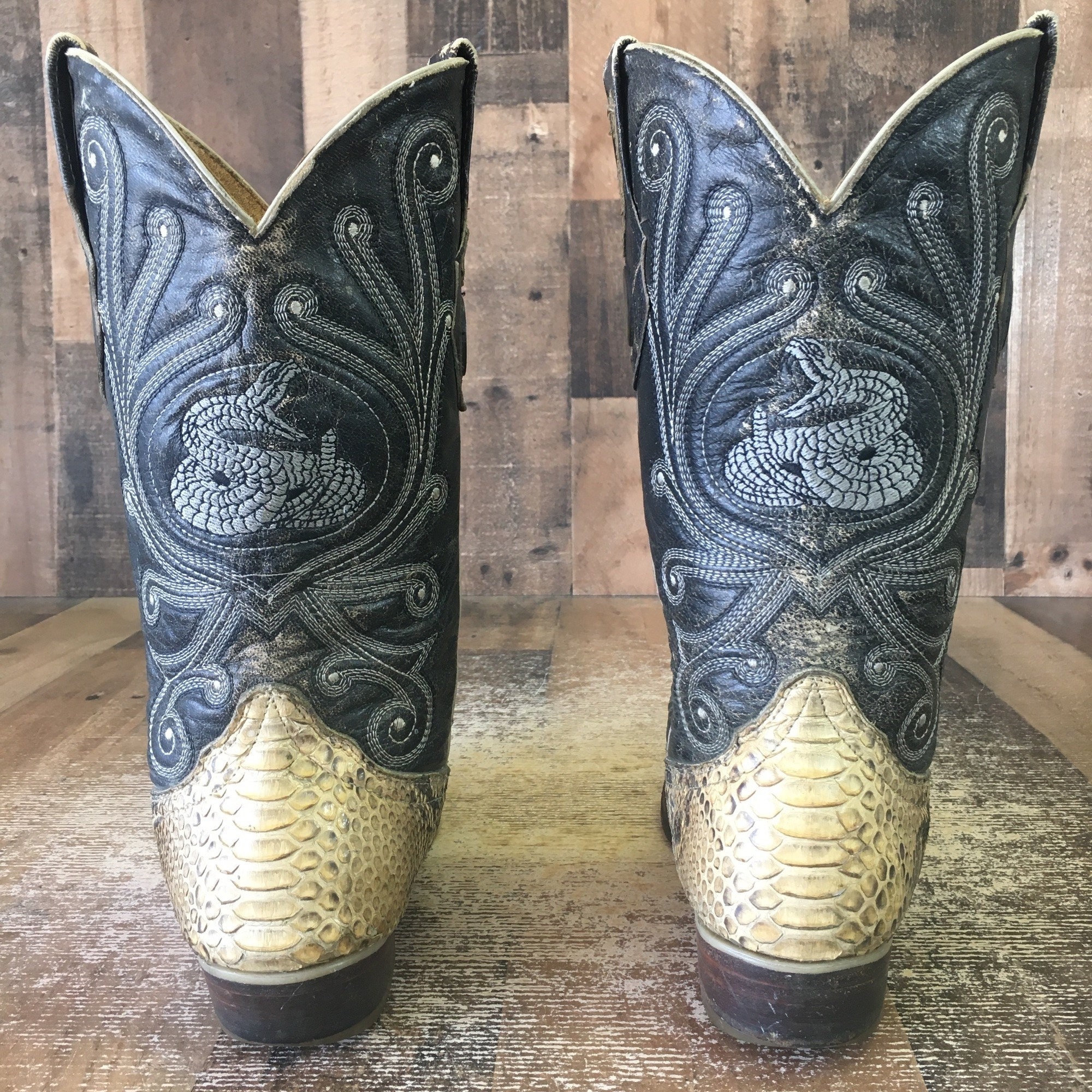 Joe Boots Arles Vtg Snakeskin Cowboy Boots Mens 7 EE Etsy