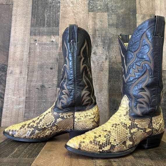 Nocona Vintage Snakeskin Cowboy Boots Mens 11 D - image 5