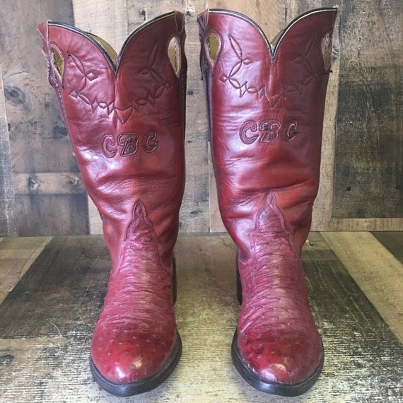 Custom Vintage Full Quill Ostrich Cowboy Boots Me… - image 8