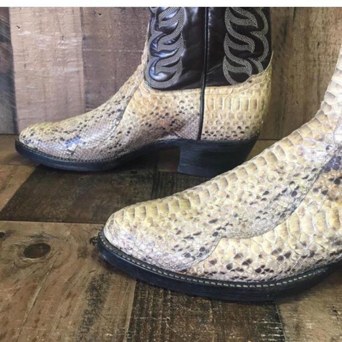 Tony Lama Vtg Snakeskin Cowboy Boots Mens 9 B | Etsy